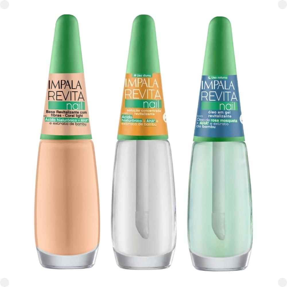 Kit Impala Revita Nail Base Coral Light + Diurno e Noturno