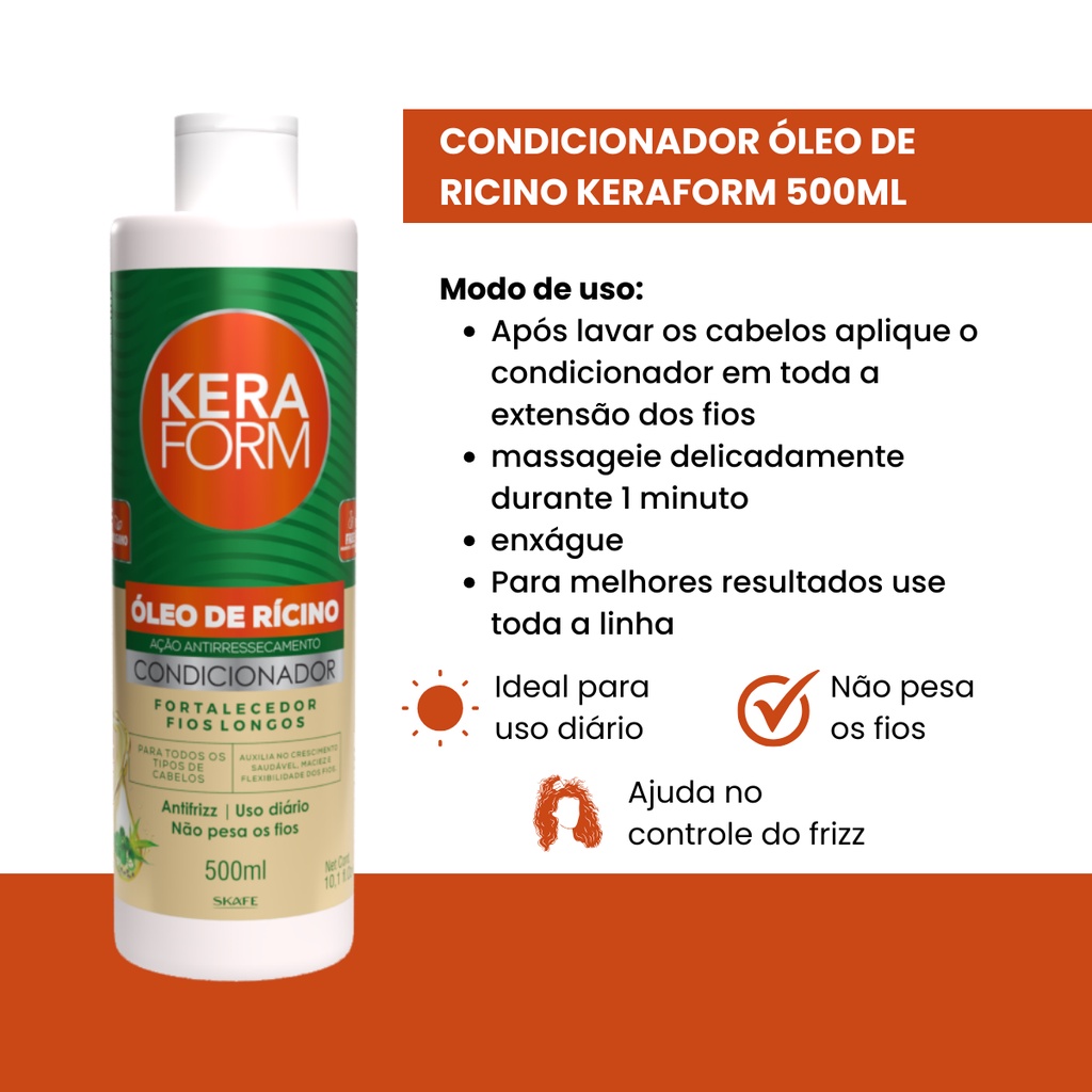 Foto 2 de CONDICIONADOR KERAFORM OLEO DE RICINO 500ML