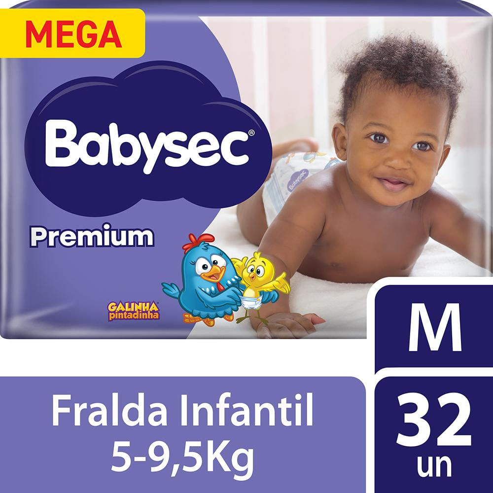 Fralda Babysec Galinha Pintadinha Premium M com 32un