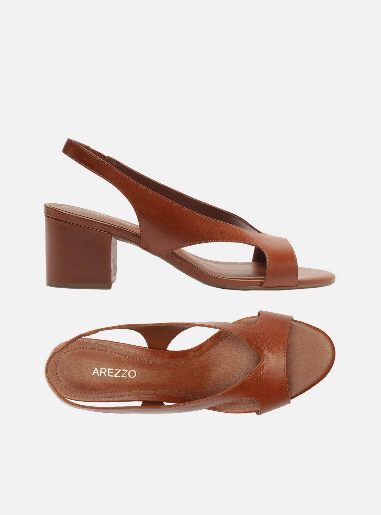 Foto 5 de Sandália Marrom Couro Bloco Tira Larga Slingback