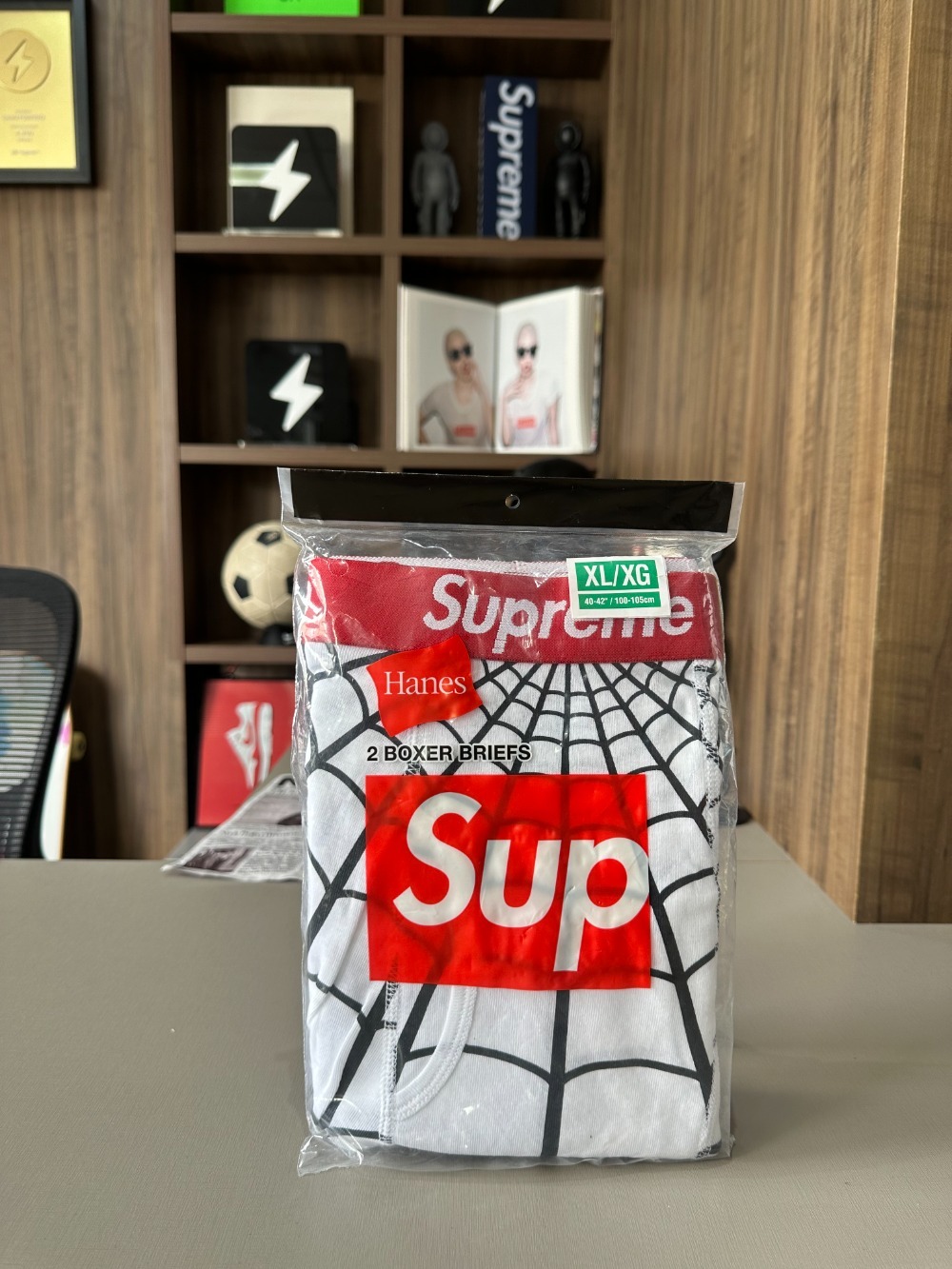 Hanes x Supreme Cueca Spider Web Boxer Briefs 2 Pack White SS26-W9 — P, Novo