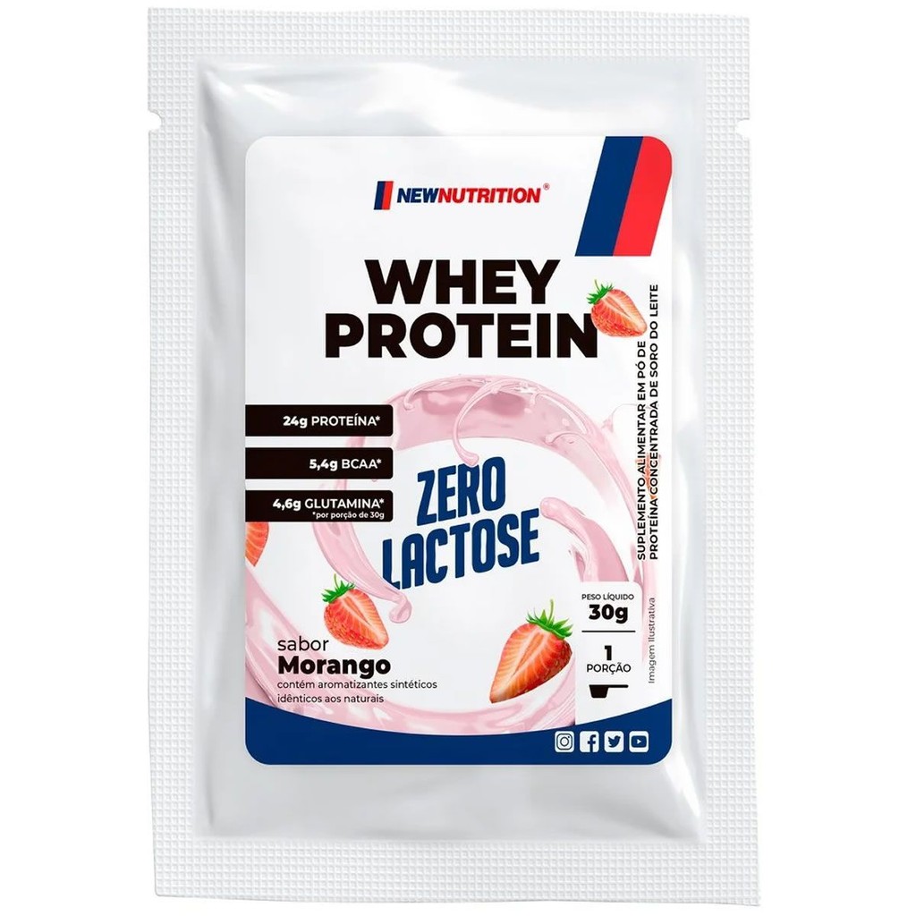 Whey Protein Zero Lactose - Sache 30g - Morango - NewNutrition