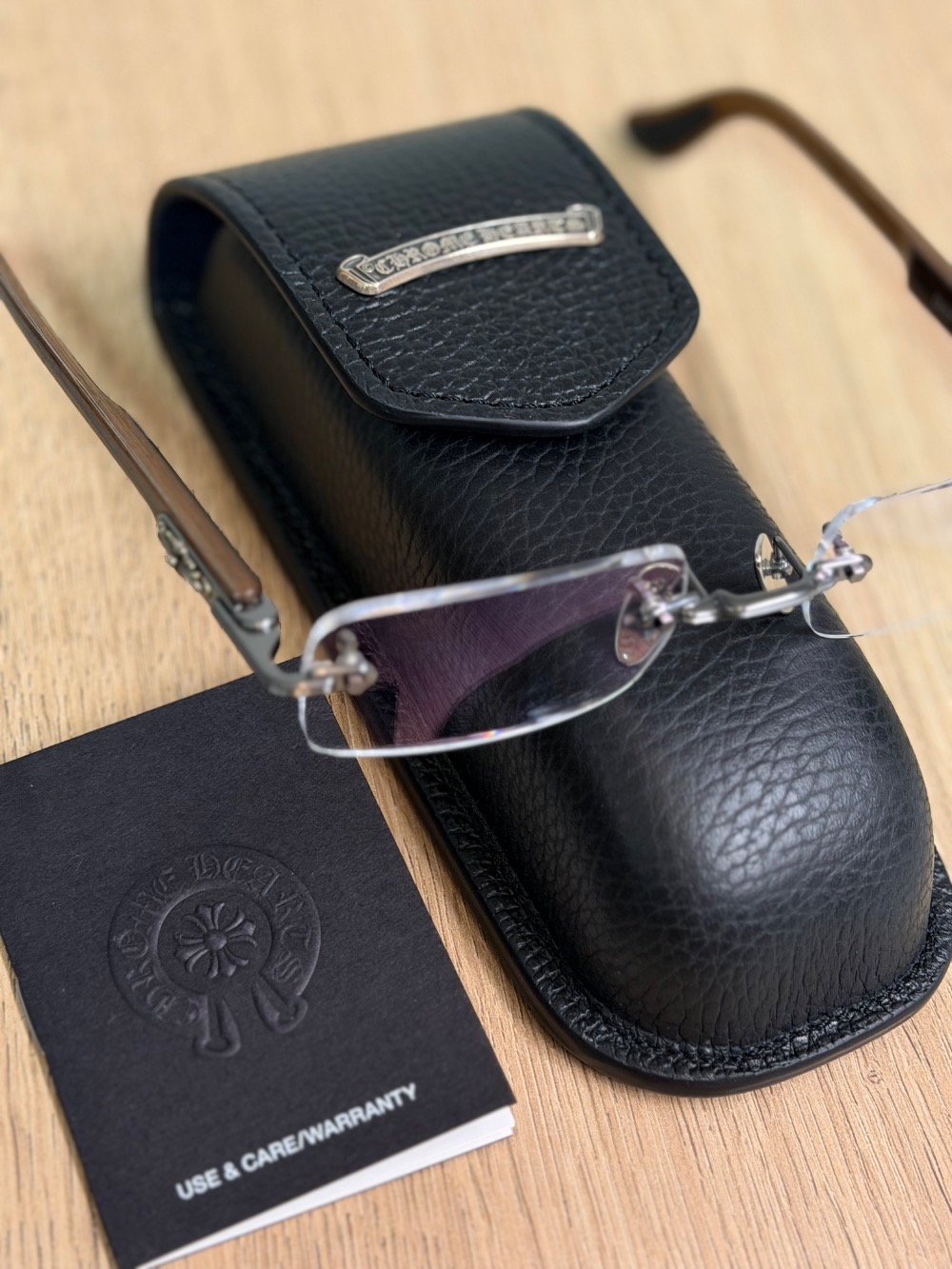 Óculos Chrome Hearts Deep II Antique Silve White Ebony Wood — Único, Novo