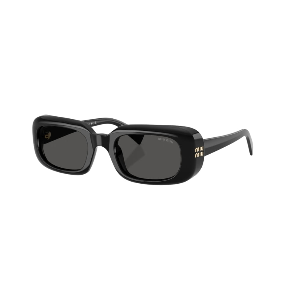 Óculos de Sol Feminino Miu Miu Retangular MU B13S Preto / Cinza Escuro 52
