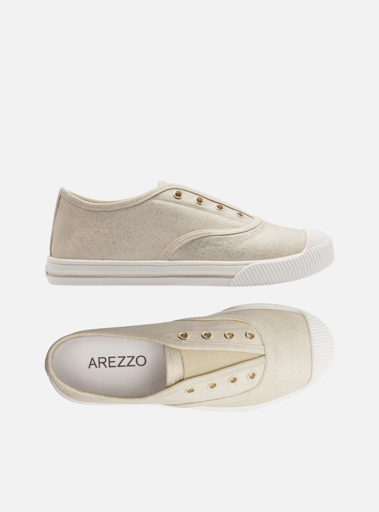 Foto 5 de Tênis Slip On Dourado Lona Elástico