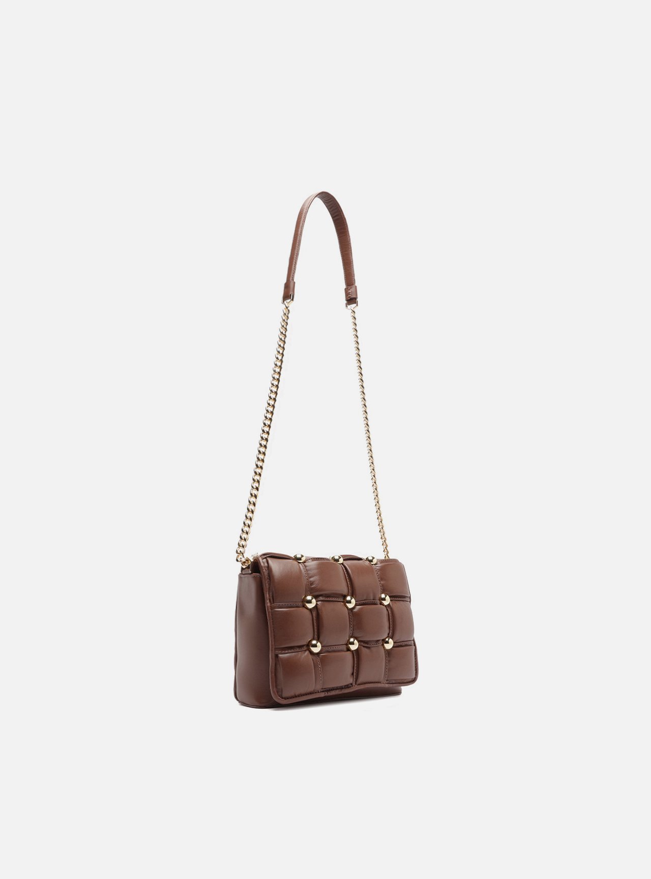 Foto 5 de Bolsa Tiracolo Marrom Couro Pequena Matelassê