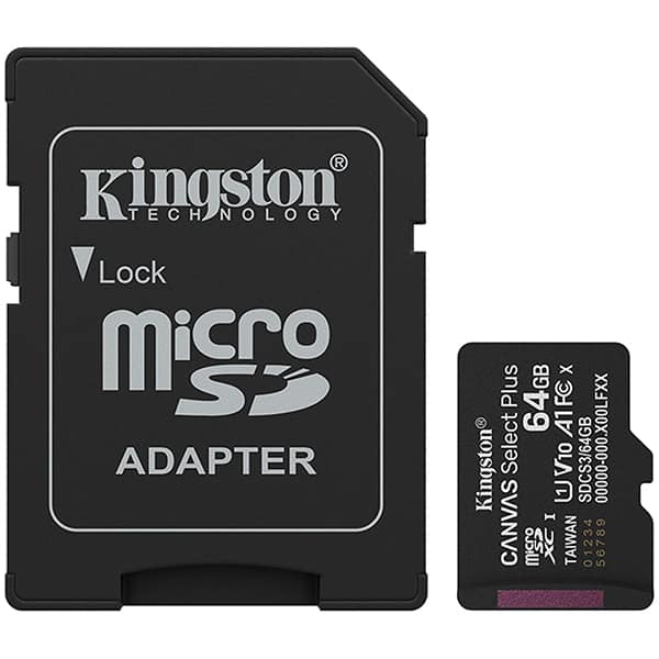 Cartão de Memória MicroSD 64GB Canvas Select Plus com Adaptador, Classe 10, Kingston - BT 1 UN