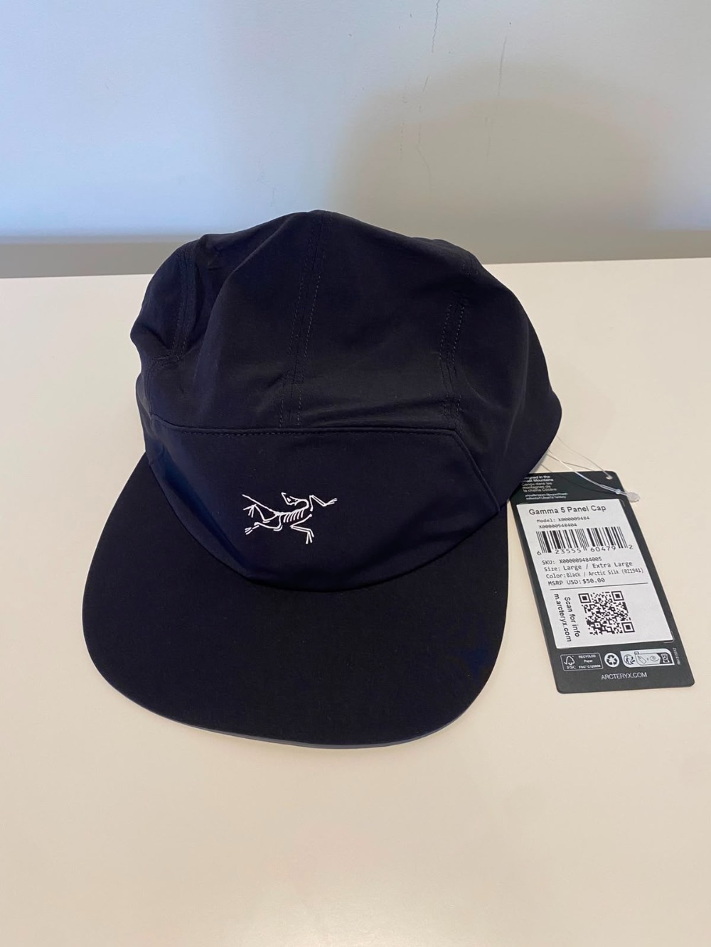 Boné Arc’teryx Gamma 5 Panel Black Arctic Silk — G / GG, Novo
