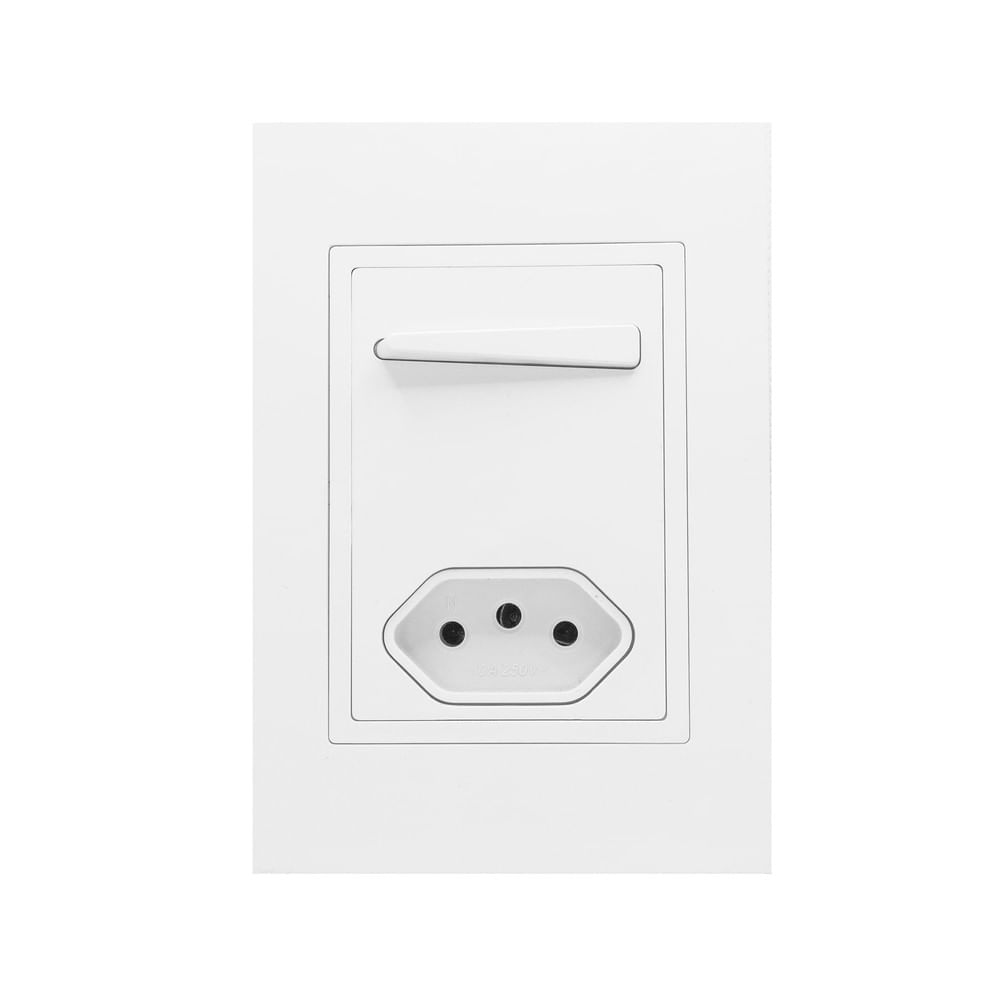 Conjunto 4x2 Interruptor Simples 1 Tomada 10a Ravenna Dicompel