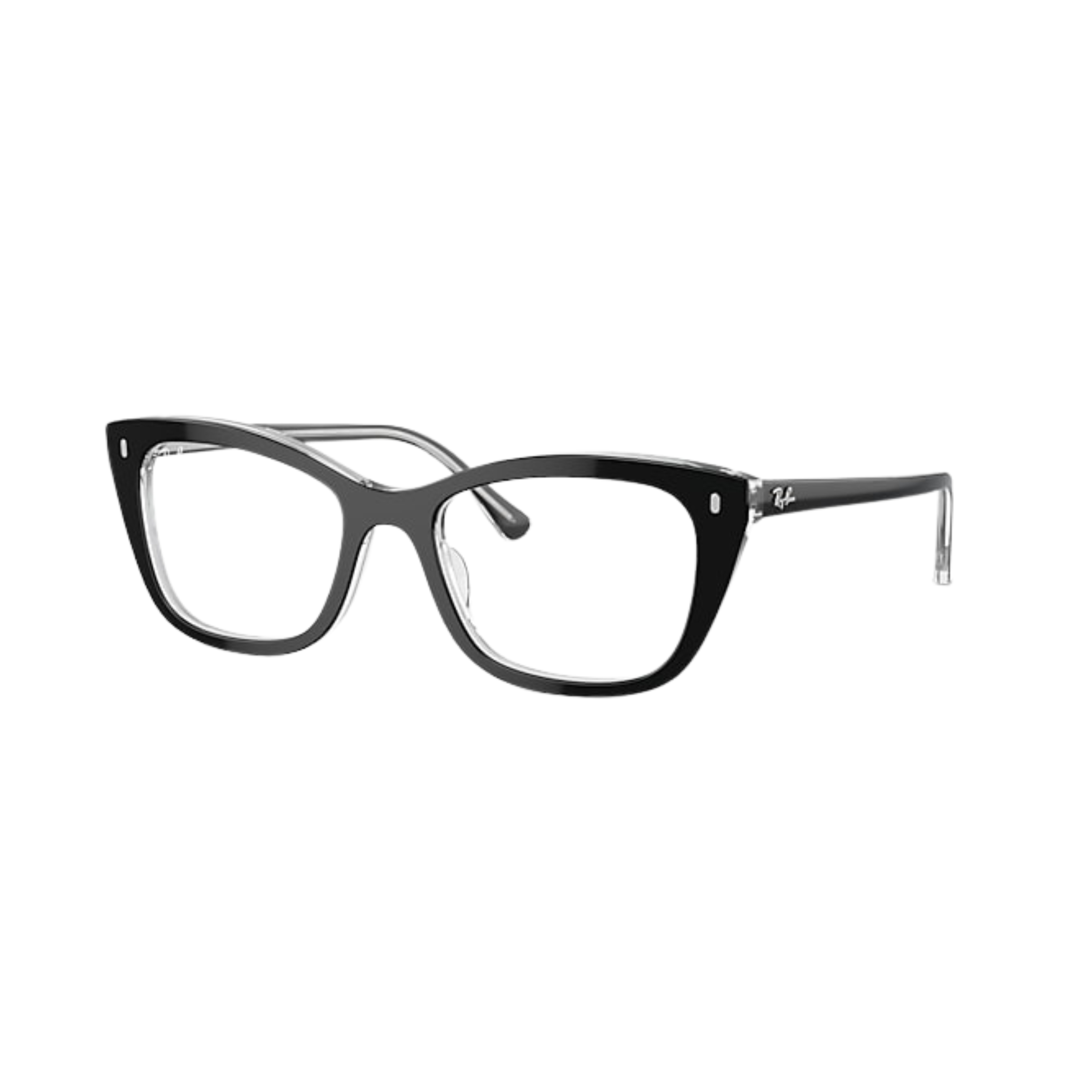 Armação de Óculos de Grau Unissex Ray-Ban Gatinho RX5433 2034 Cor Preto e Transparente