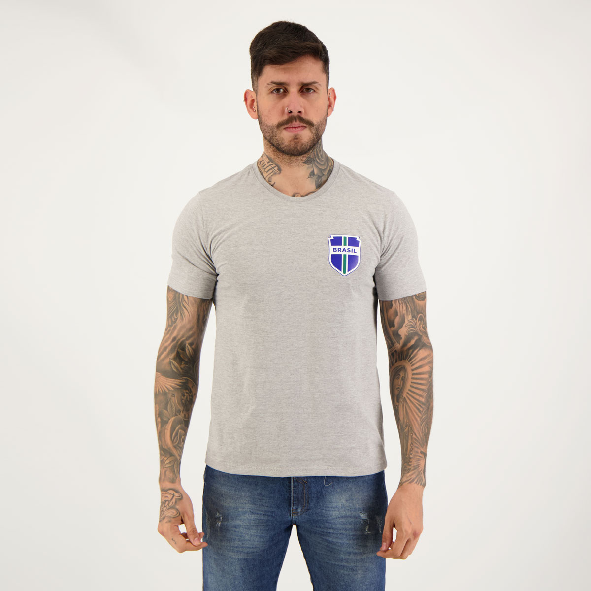 Camisa Brasil Escudo Cinza