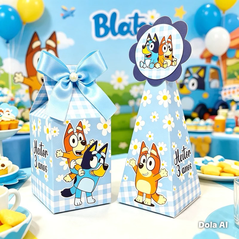 20 Caixinhas Personalizadas Blue Azul - Kit festa Blue pegue e monte