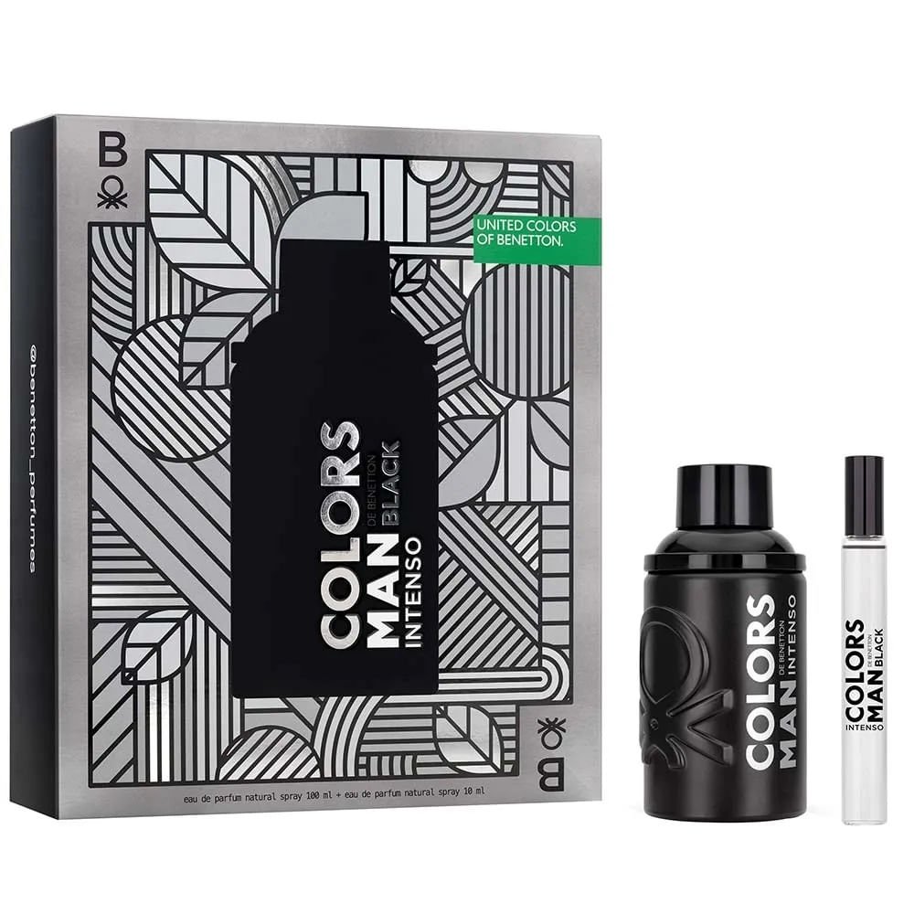 Kit Benetton Colors Man Black Intenso Eau de Parfum 100Ml + Travel Spray 10Ml