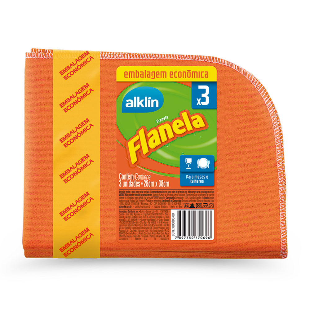Flanela Com 3 Unidades Alklin