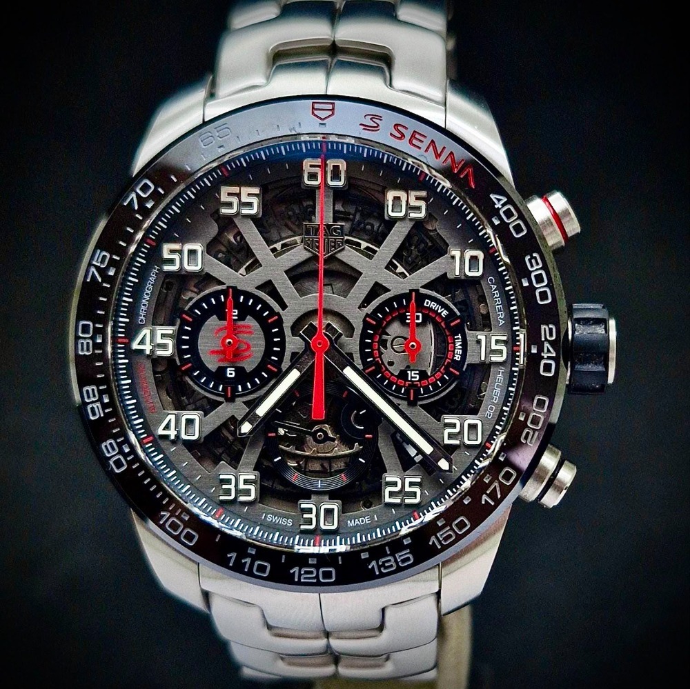 Ayrton Senna x Tag Heuer Relógio Carrera Calibre Heuer 02 Black 43mm — Único, Usado
