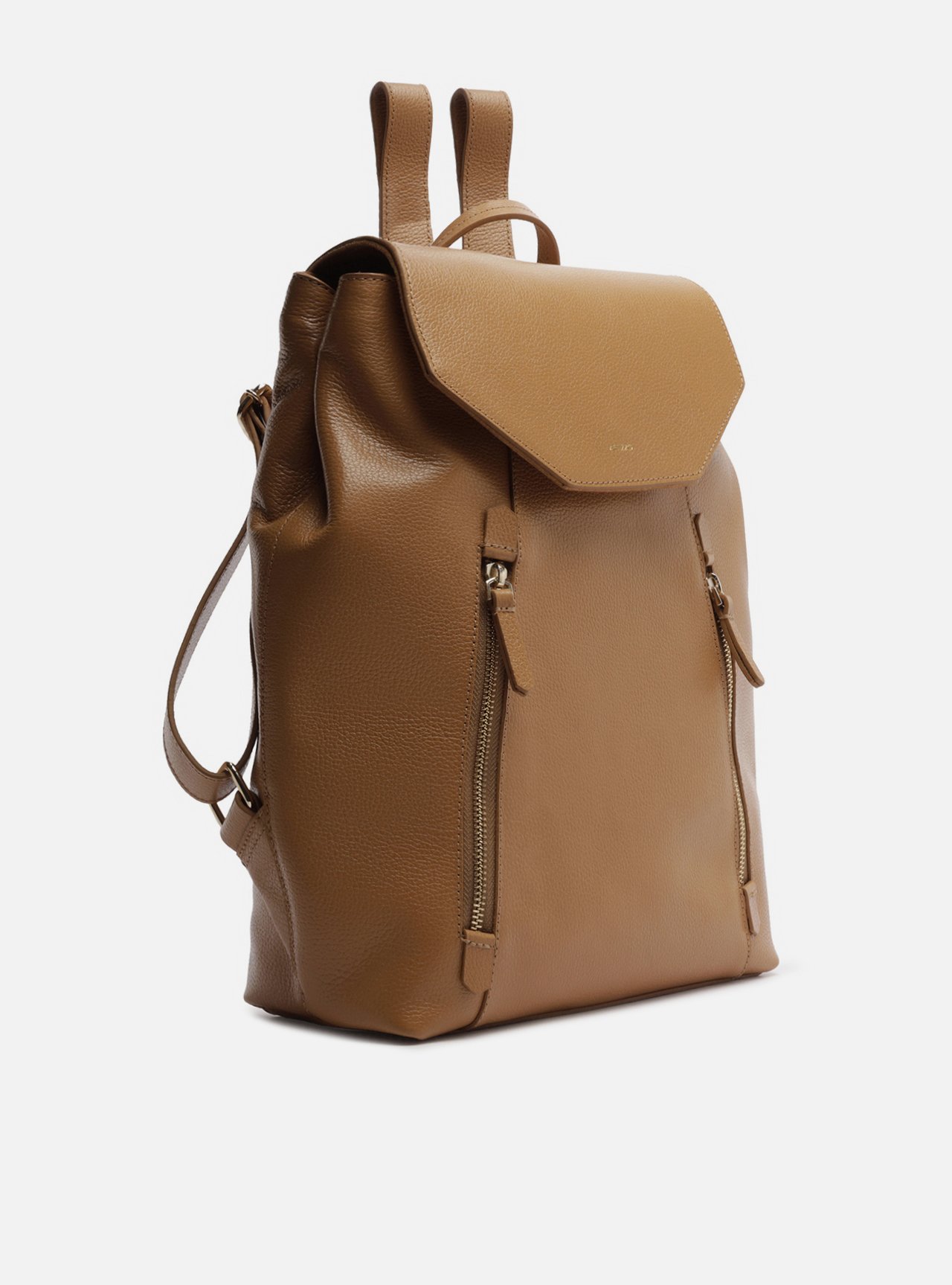Foto 5 de Mochila Marrom Clara Couro Grande Bolsos