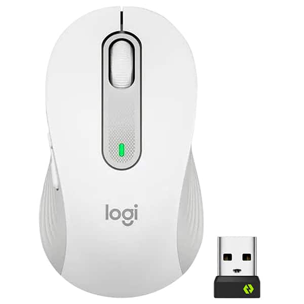 Mouse Sem Fio Logitech Signature M650 com Design de Tamanho Médio, Clique Silencioso, Conexão USB e Bluetooth - Branco CX 1 UN