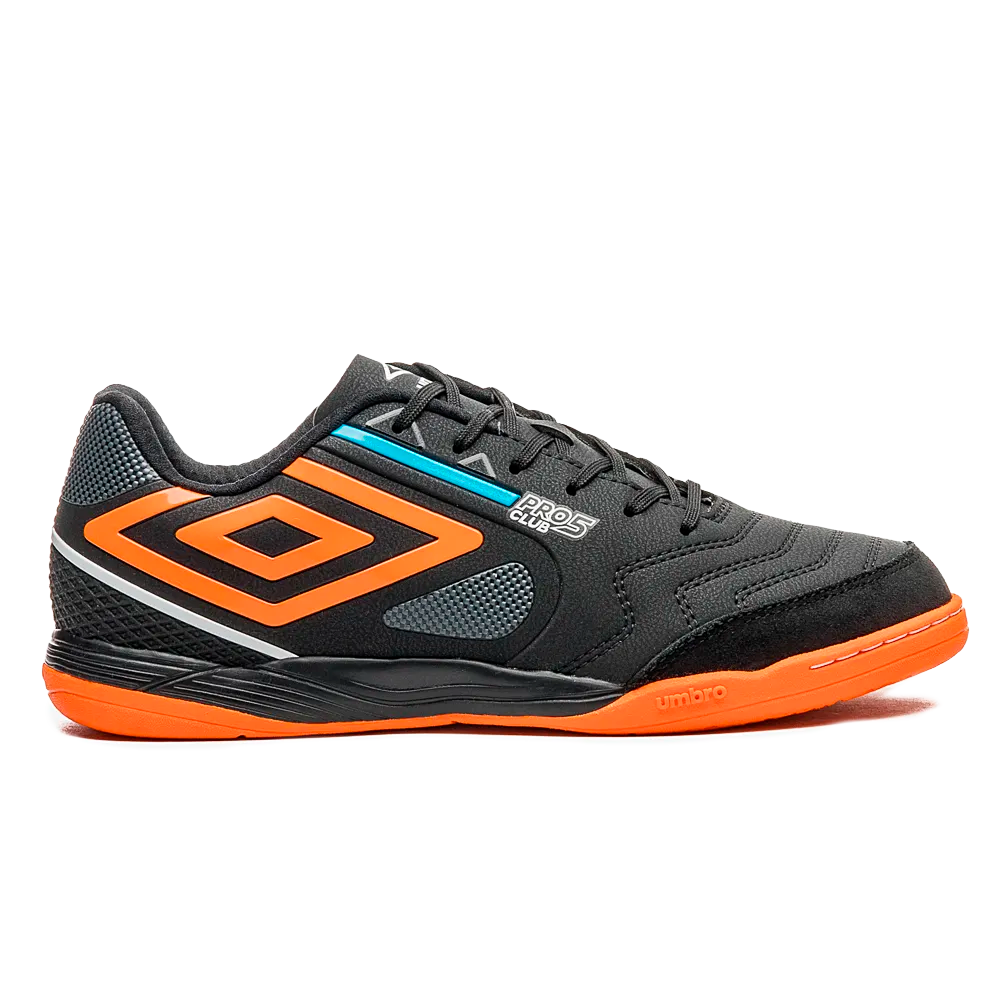 Chuteira Umbro Futsal Indoor Pro 5 Bump Black Orange — 39 / 40 / 41 / 42 / 43 / 44, Novo