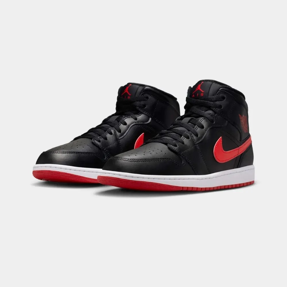 Air Jordan 1 Mid Black White University Red — 38 / 39 / 40 / 41 / 42 / 43, Novo