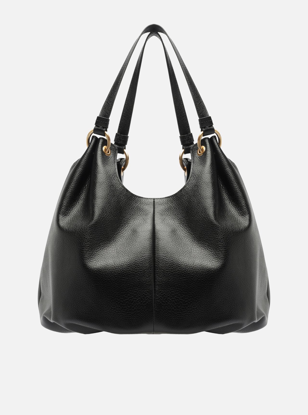 Foto 3 de Bolsa Hobo Preta Couro Grande Barbicacho