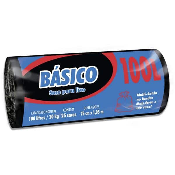 Saco para lixo 100lt preto basico Dover RL 25 UN