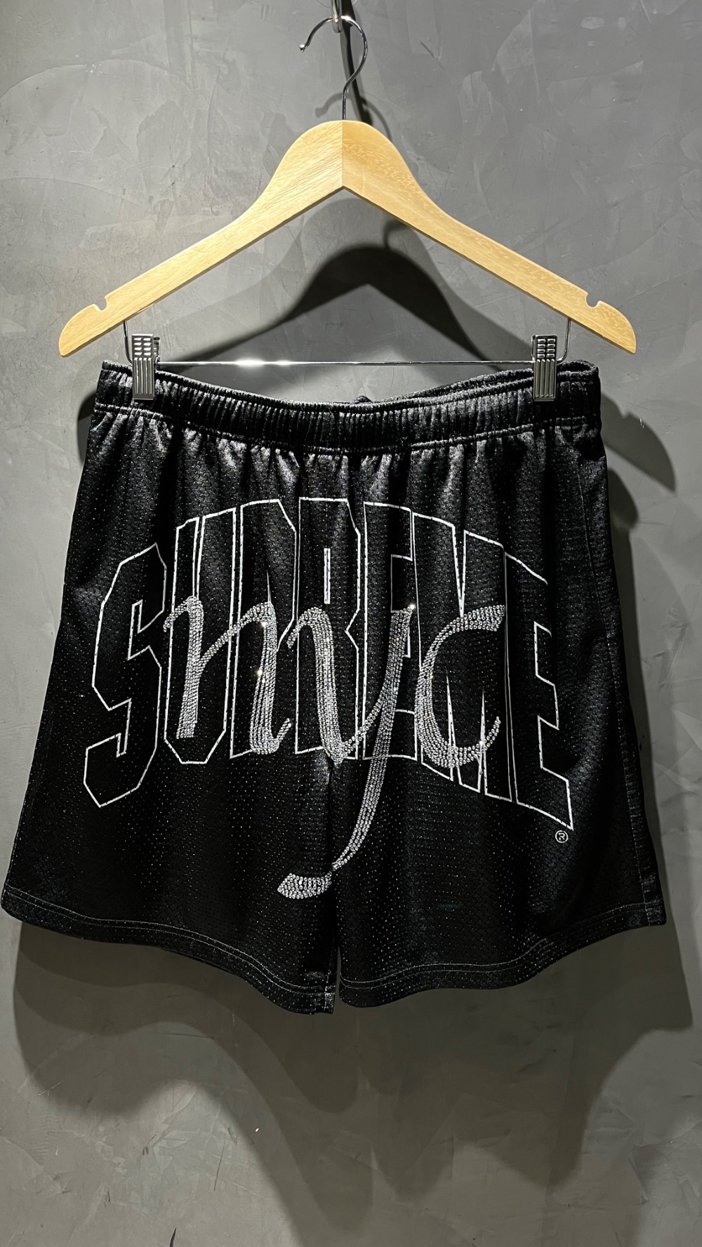 Short Supreme Rhinestone Mesh Black SS26-W16 — P, Novo