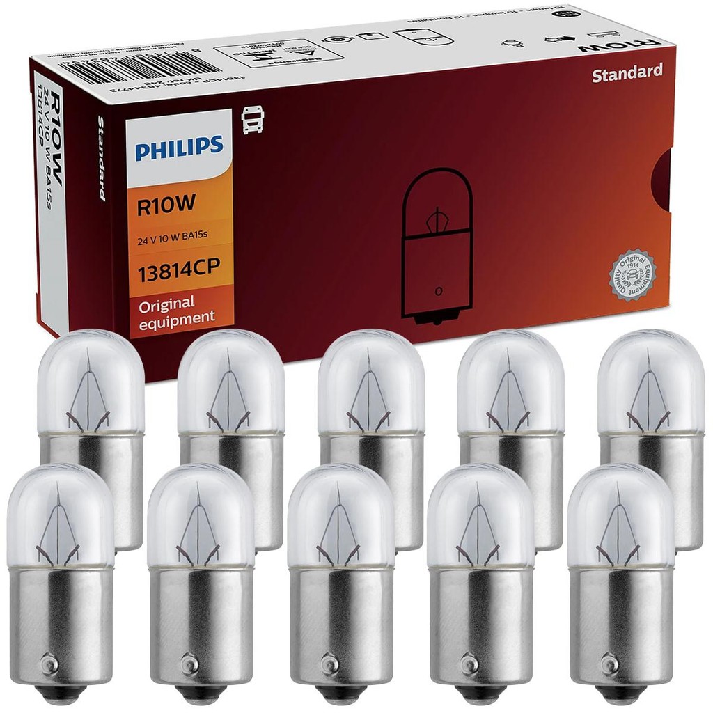 10 Lâmpada Philips Standard R10w 24v Tipo 67 Ba15s Universal