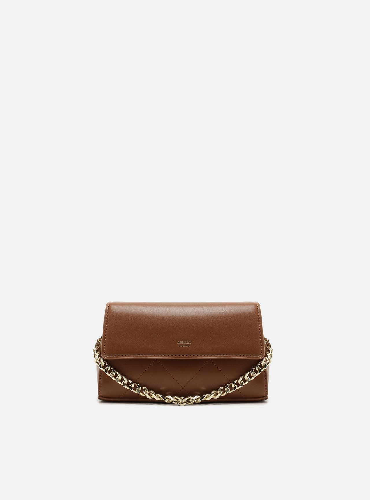 Bolsa Tiracolo Marrom Pequena Corrente Metal