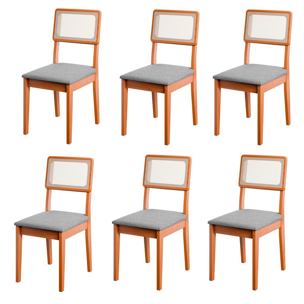 Conjunto de 6 Cadeiras de Jantar Santiago em Tecido Boucle