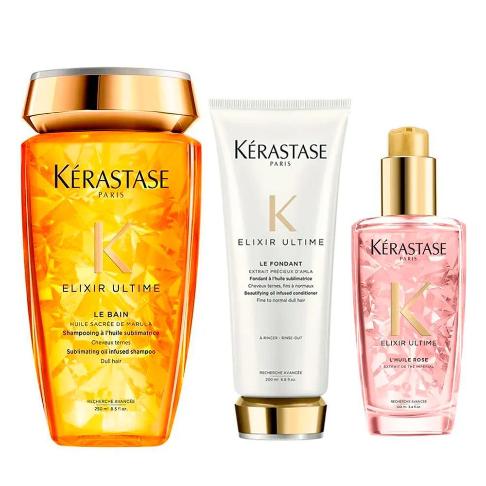 Kit Elixir Kérastase - Shampoo + Condicionador + L'Huile Rose — Kit