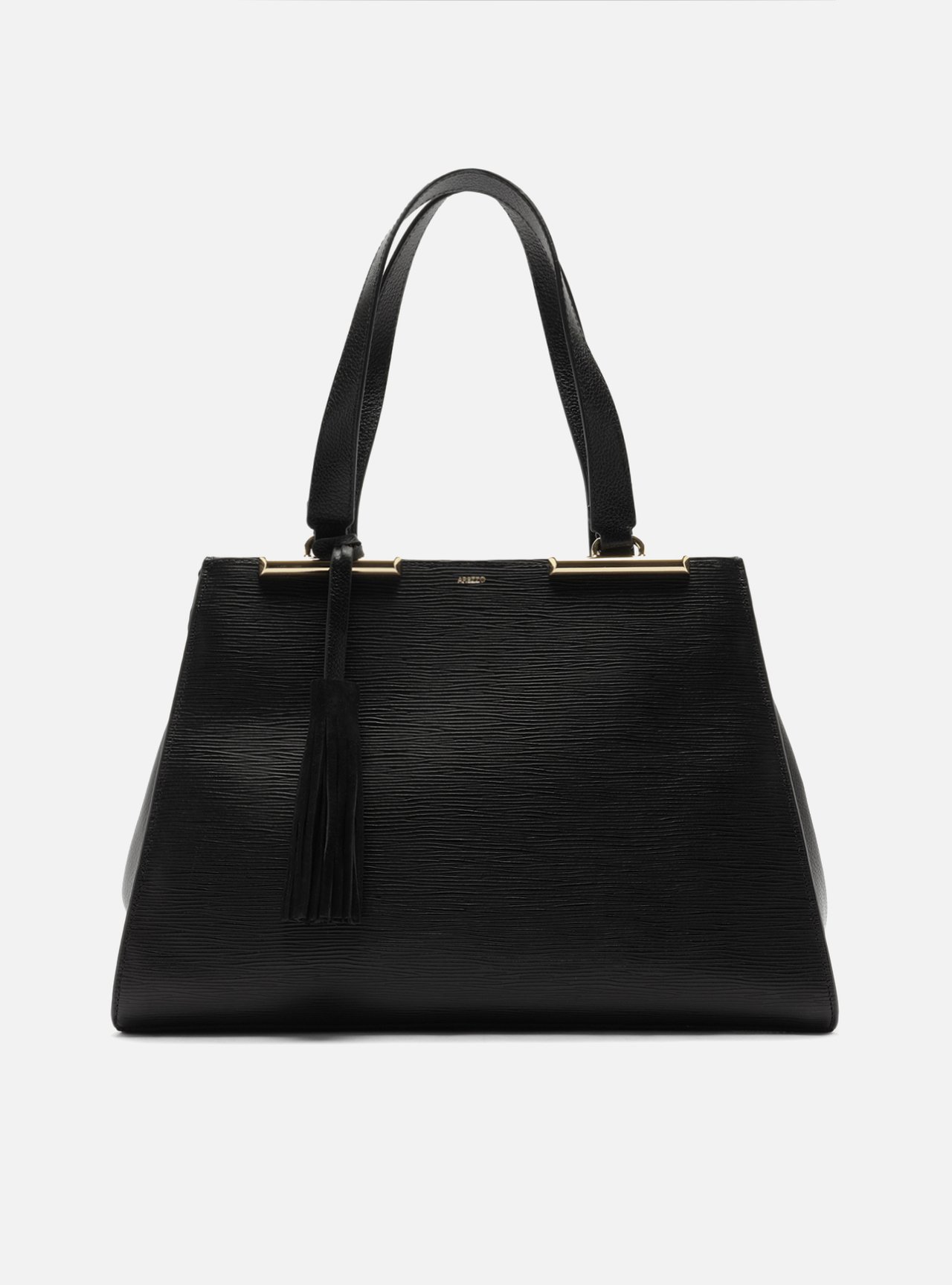 Bolsa Shopping Preta Couro Jeni Grande