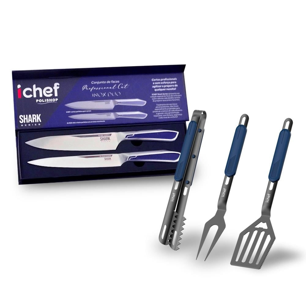 Trio BBQ e Conjunto de Facas Ichef Professional Cut Inox Duo | Ichef