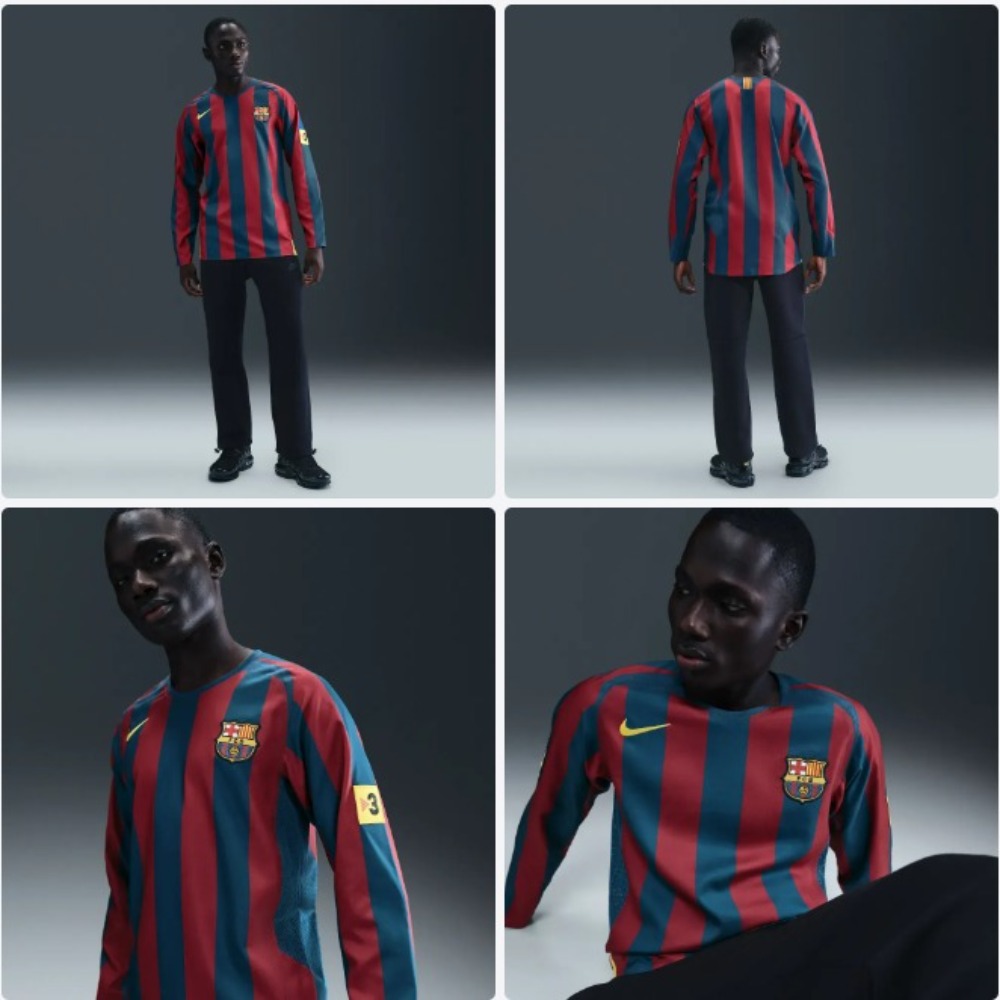 Camiseta Nike FC Barcelona Reissue 2005/06 Gym Blue Desert Maroon — XG, Novo