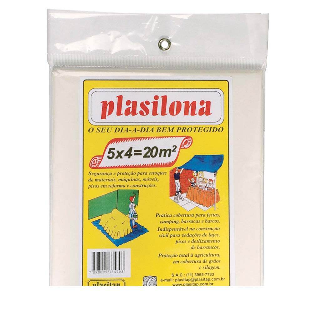 Lona Plástica Pc 5mx4m Transparente Plasilona Plasitap