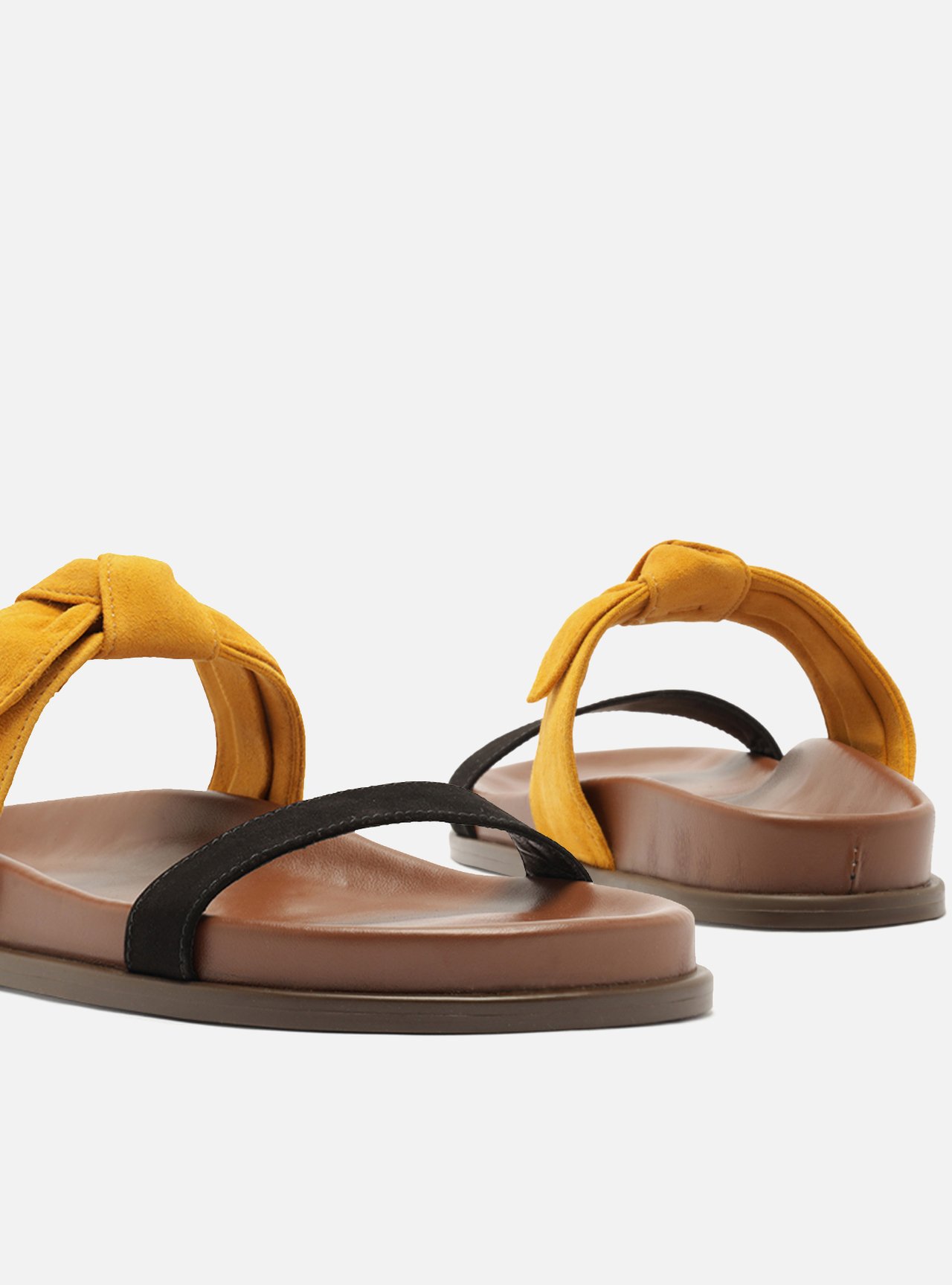 Foto 4 de Sandália Papete Multicolorida Camurça Flatform Laço