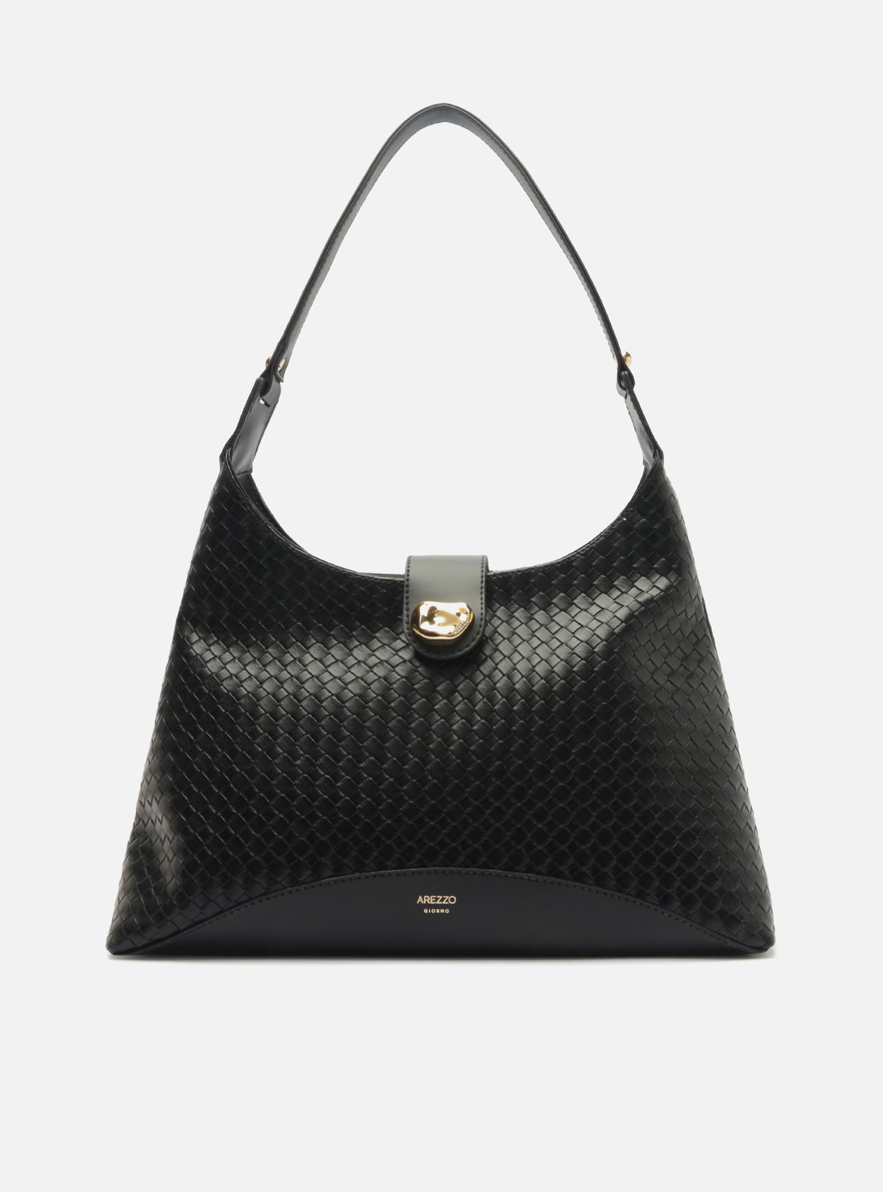 Bolsa Hobo Preta Média Tressê