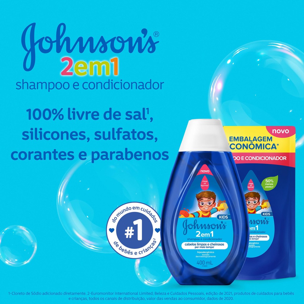 Foto 2 de Shampoo e Condicionador Infantil Johnson's Baby 2 em 1 400ml