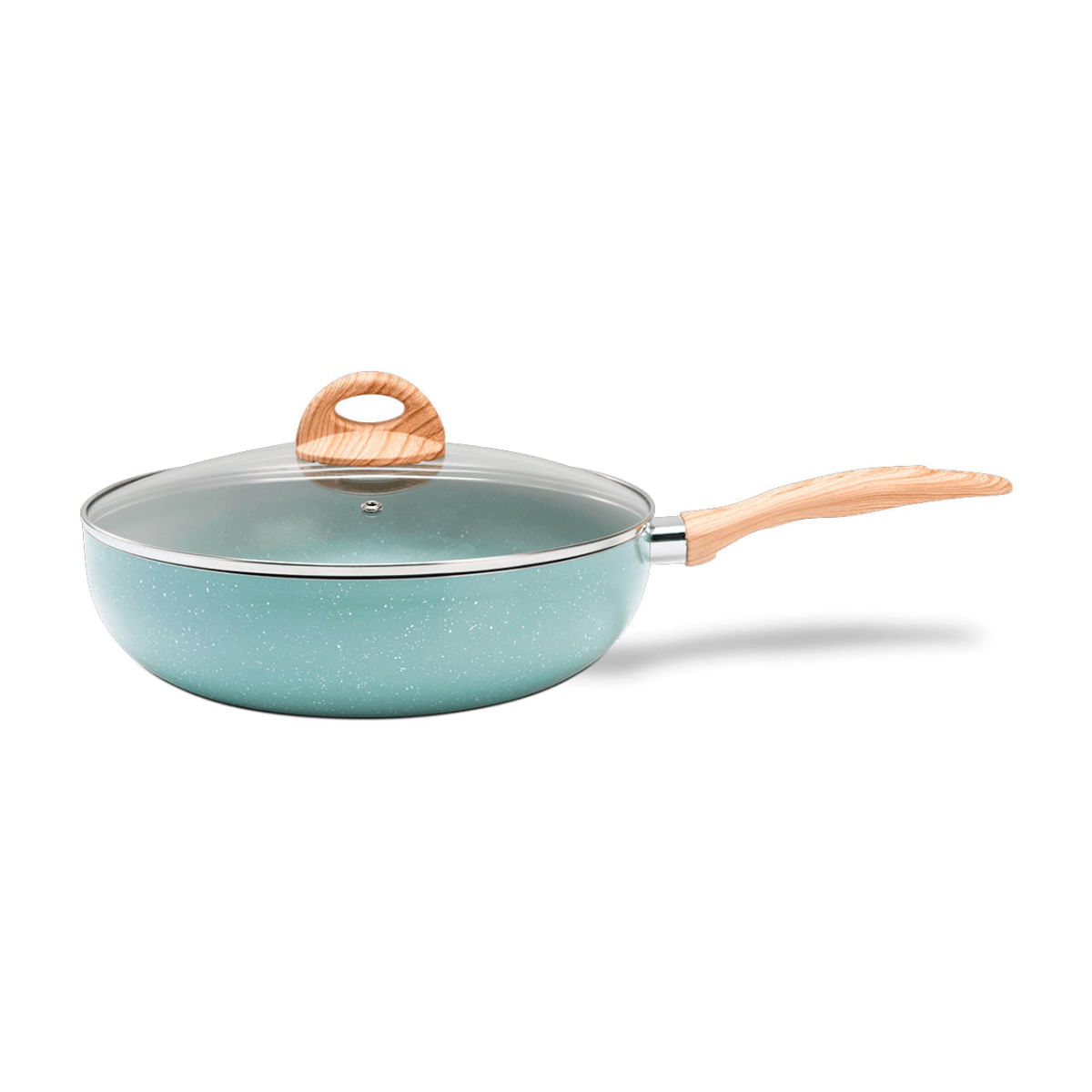 Wok de Indução com Tampa Brinox Botanika Antiaderente Ceramic Life Ø28cm 3,4 Litros Verde Verde