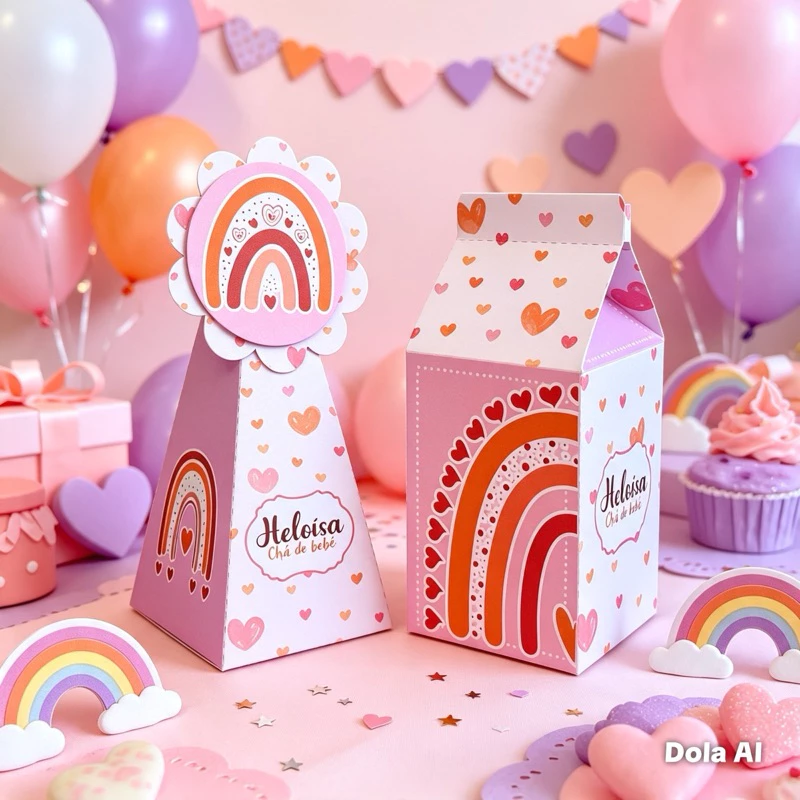 20 Caixinhas personalizadas Arco Íris - Kit festa Arco Íris