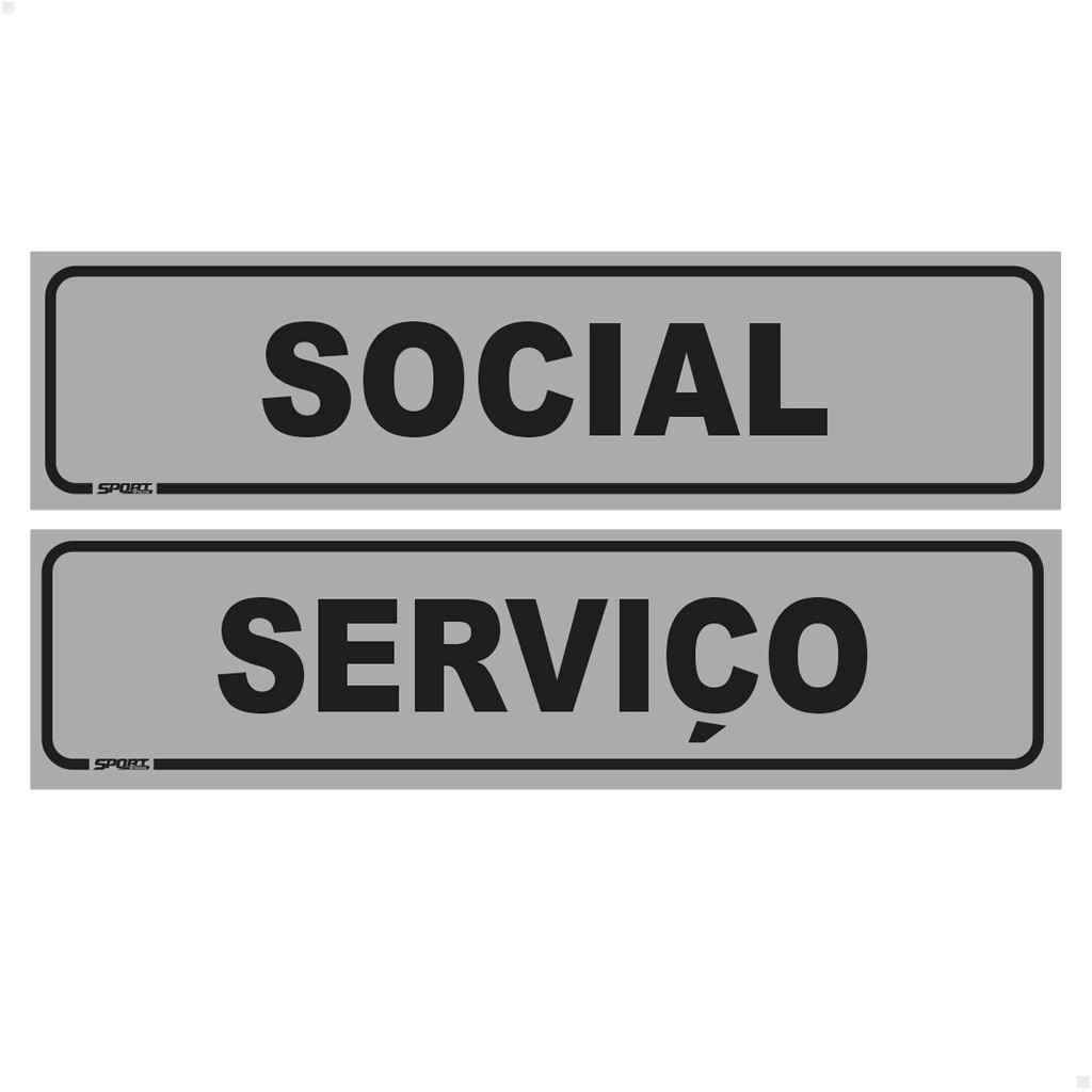 Placas Social E Serviço Elevador Prédio 20x5 cm Preto/Cinza