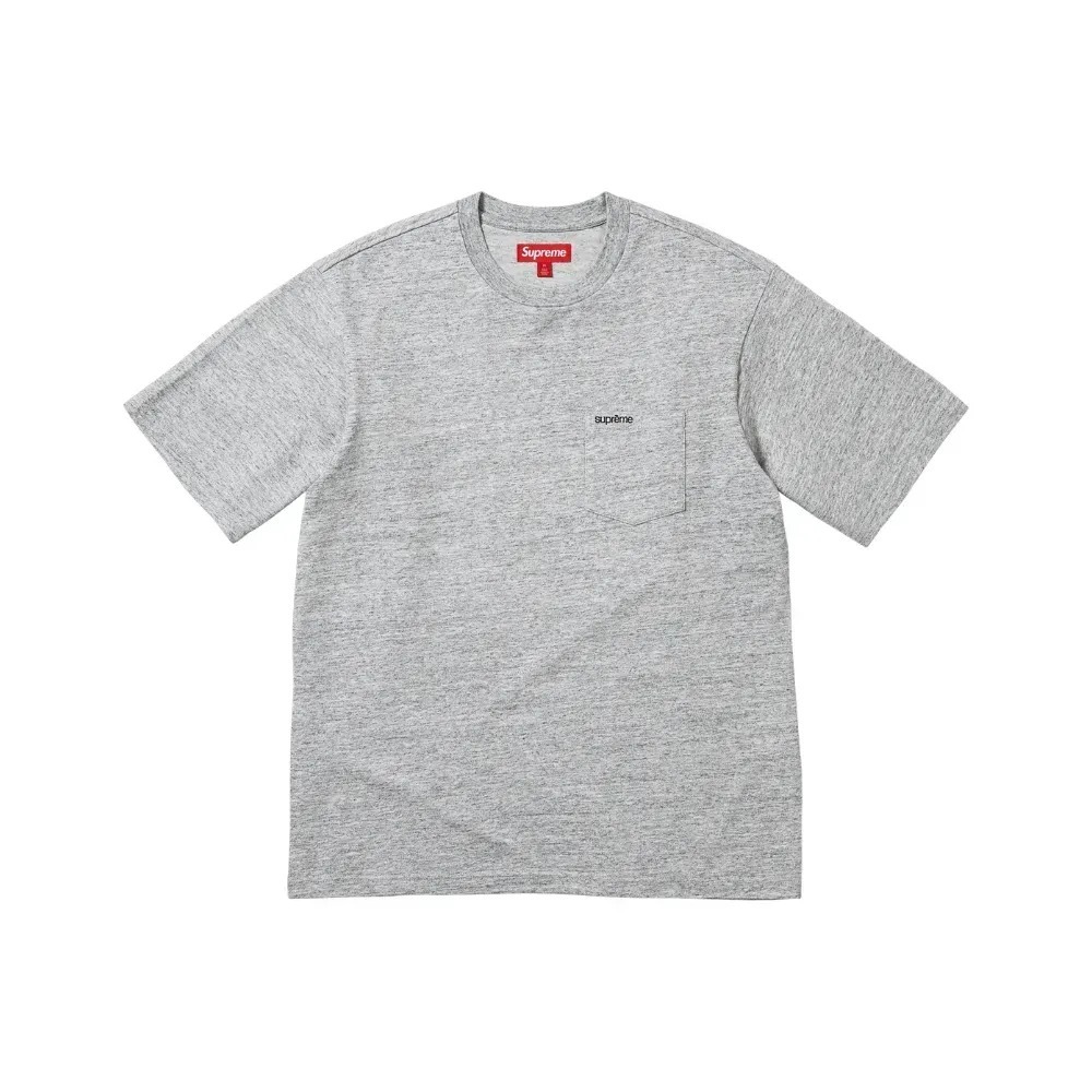 Camiseta Supreme S/S Pocket Tee Heather Grey SS26-W5 — M / XXG, Novo