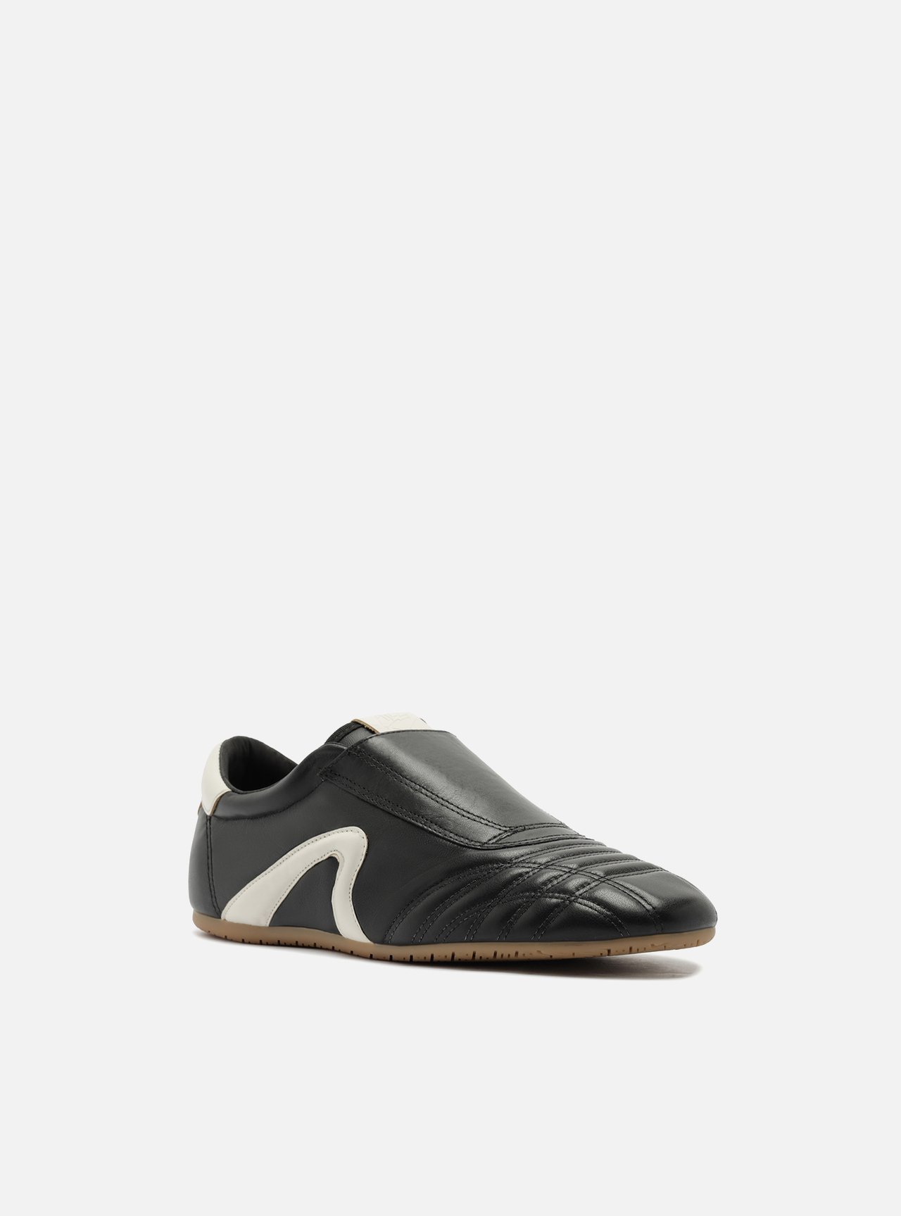 Foto 2 de Tênis Slip On Preto Couro Chuteira Branco