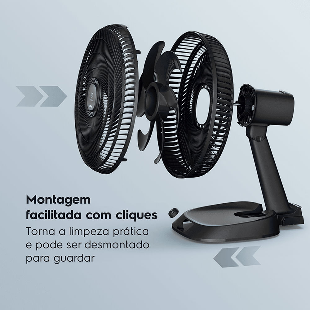 Foto 5 de Ventilador de Mesa Electrolux Efficient DuoForce Air+ com 03 Velocidades Cinza - EFD40
