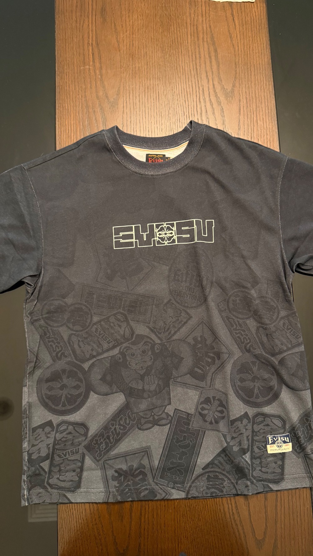 Camiseta Evisu All-Over Signature Graphic Black — M, Novo