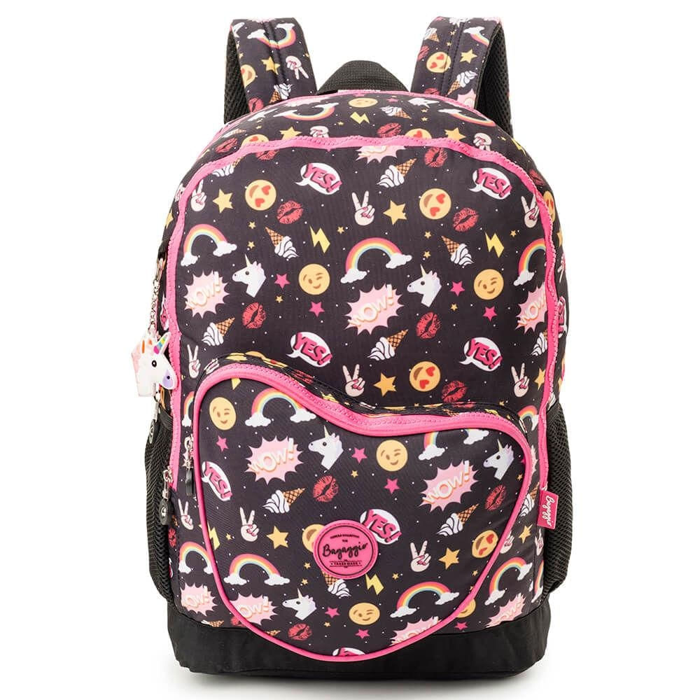 Mochila Feminina Carinhas Preta U / Preto