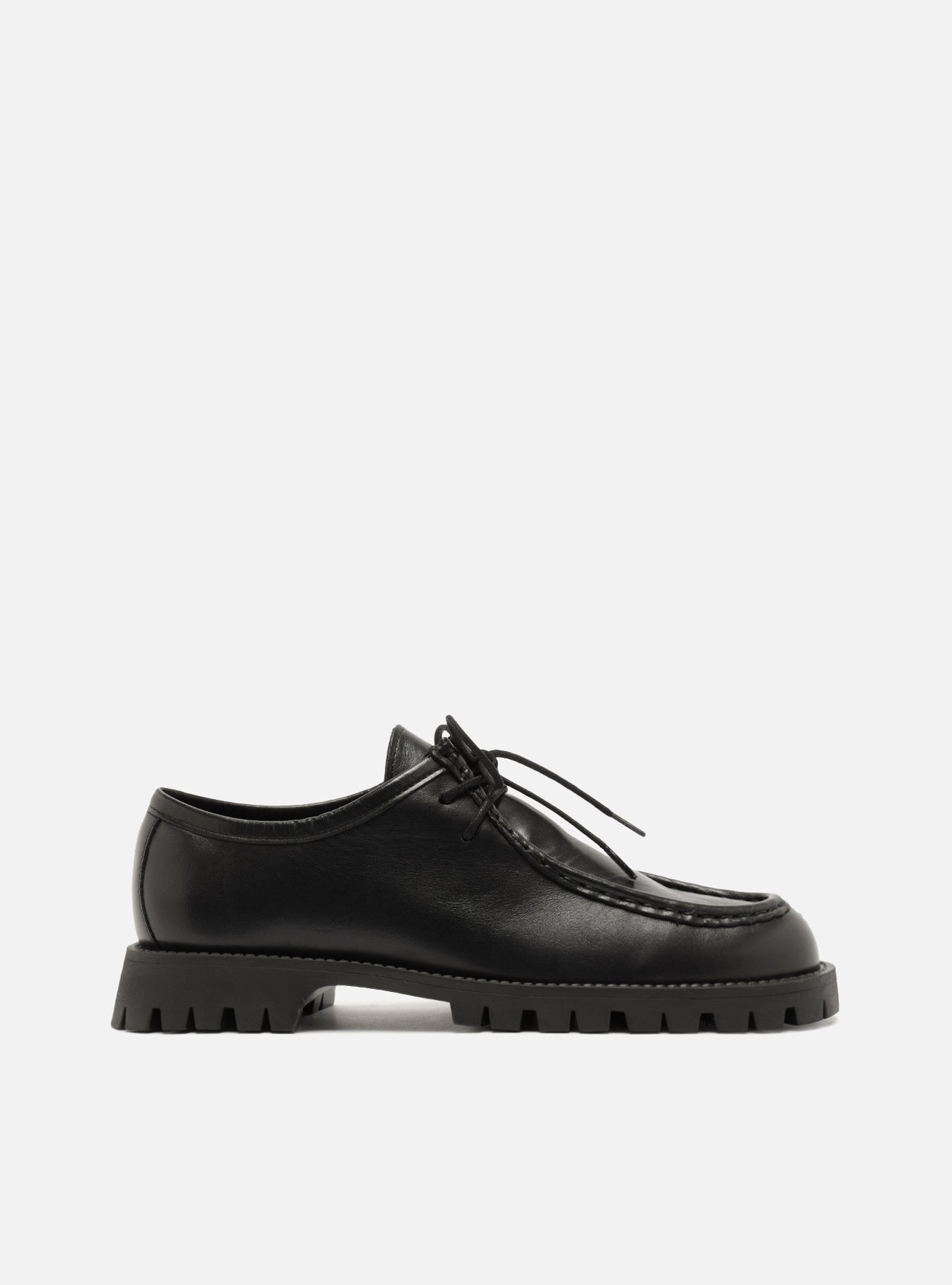 Mocassim Preto Couro Tratorado Amarração Siena