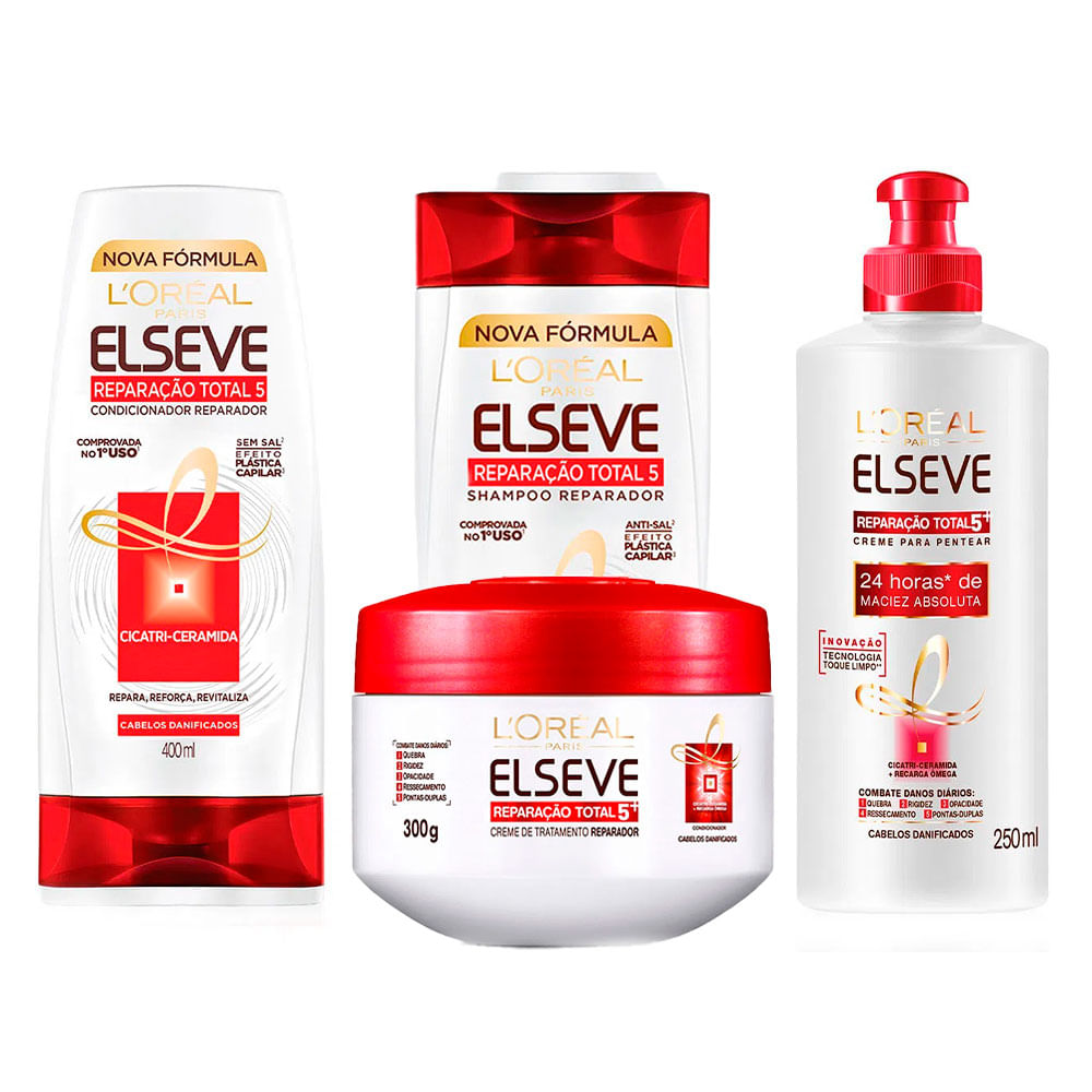 Elseve Reparação Total 5 Kit - Shampoo + Condicionador + Creme de pentear + Tratamento — Kit