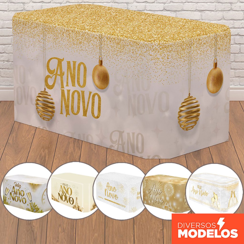 Capa de Mesa Ano Novo Decoração Festa Forro de Mesa Sublimada Em Tecido Toalha Estampada
