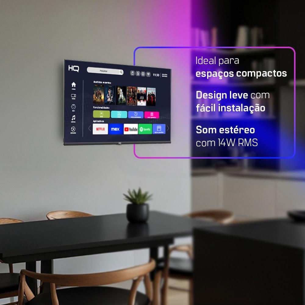 Foto 4 de Smart TV HQ 32 Polegadas HD LED com Wi-Fi, HDMI, USB e acesso a Netflix e YouTube HQS32NKHM