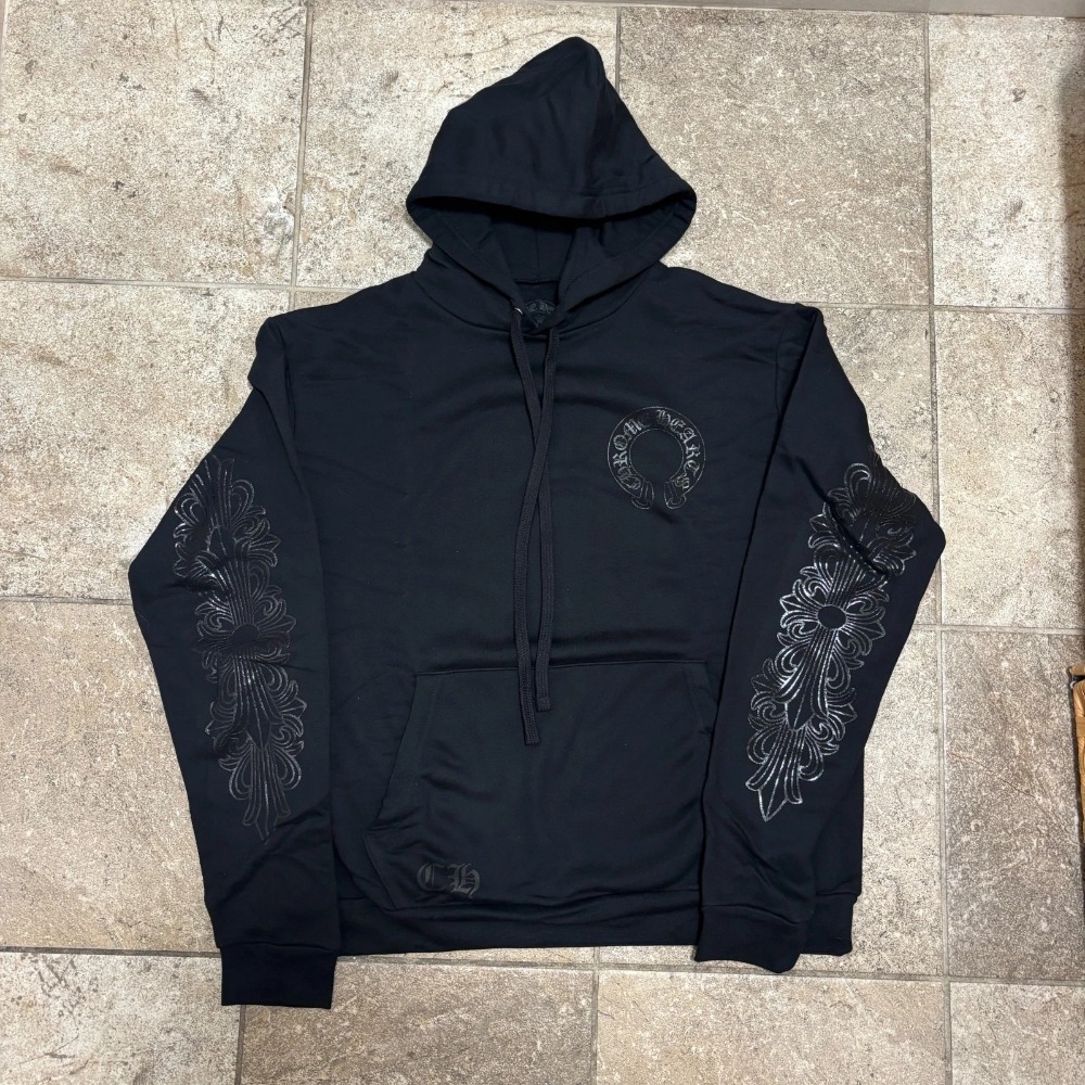 Moletom Chrome Hearts Pullover Horseshoe Floral Hoodie Black — XG, Novo